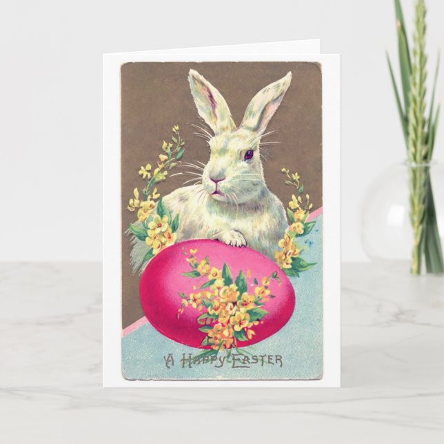 Tarjeta Festiva Vintage Easter Bunny Ilustracion (Anverso)