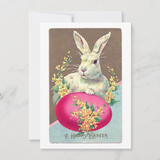 Tarjeta Festiva Vintage Easter Bunny Ilustracion (Anverso)