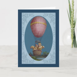 Tarjeta Festiva Vintage Easter Card - Chicas de Pascua en globo