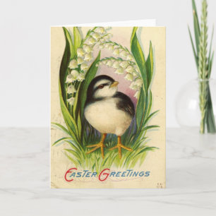 Tarjeta Festiva Vintage Easter Chick