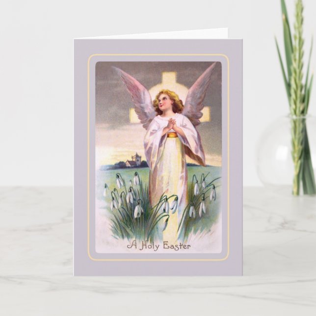 Tarjeta Festiva Vintage Easter Cross (Anverso)