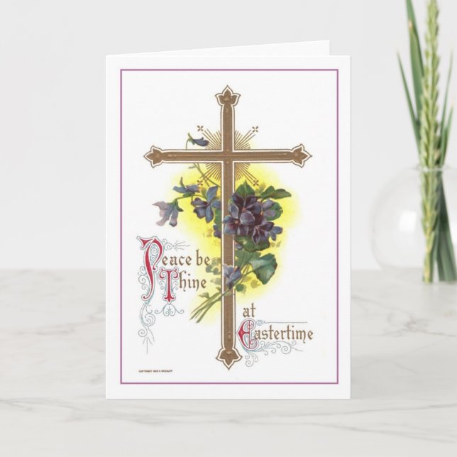 Tarjeta Festiva Vintage Easter Cross (Anverso)