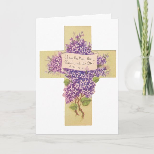 Tarjeta Festiva Vintage Easter Cross (Anverso)