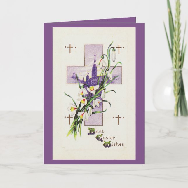 Tarjeta Festiva Vintage Easter Cross (Anverso)