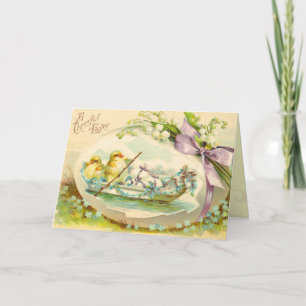 Tarjeta Festiva Vintage Easter Egg Chick Card