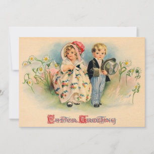 Tarjeta Festiva Vintage Easter Greetings Cuidad Infantil