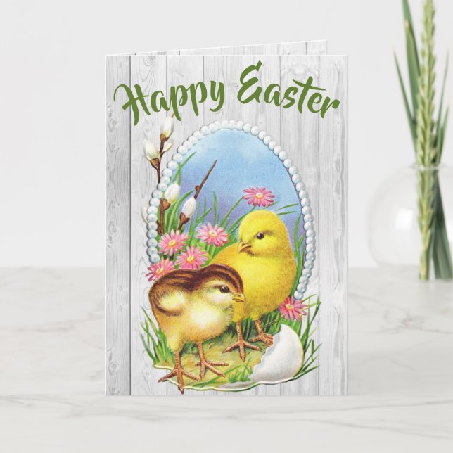 Tarjeta Festiva Vintage Easter Holiday Card (Anverso)