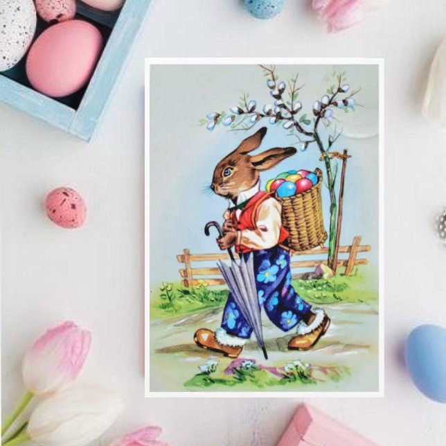 Tarjeta Festiva Vintage Easter Rabbit (Subido por el creador)