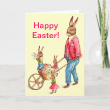 Vintage Easter Rabbit Family Egt Cart Inside