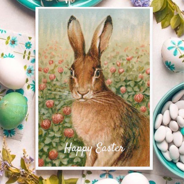 Tarjeta Festiva Vintage Easter Rabbit Holiday Card (Subido por el creador)