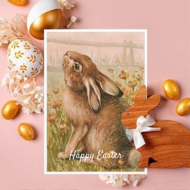 Tarjeta Festiva Vintage Easter Rabbit Holiday Card (Subido por el creador)