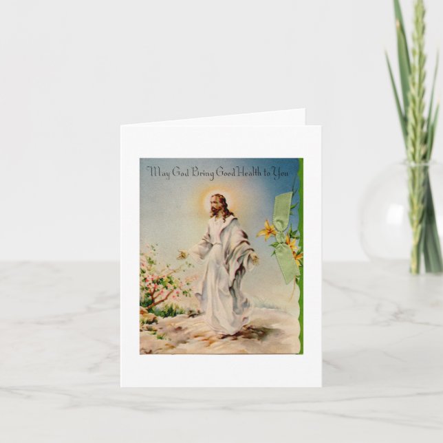 Tarjeta Festiva Vintage Easter Risen Christ (Anverso)