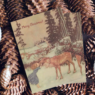 Tarjeta Festiva Vintage Edmund Dulac Christmas Greetings