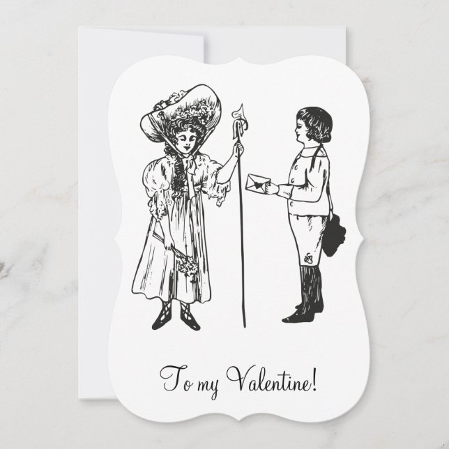 Tarjeta Festiva Vintage Edwardian Valentine chica carta blanca (Anverso)