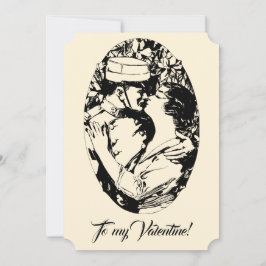 Tarjeta Festiva Vintage Edwardian Valentine soldado crema