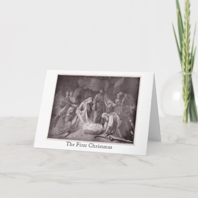 Tarjeta Festiva Vintage - El Primer Navidad, (Anverso)