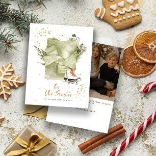 Tarjeta Festiva Vintage Family Navidades Foto Boho Esta Temporada