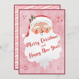 Tarjeta Festiva Vintage Farmhouse Pink Script Santa Clause 