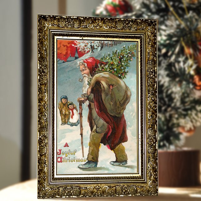 Tarjeta Festiva Vintage Father Christmas Winter Snow Scene (Subido por el creador)
