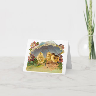 Tarjeta Festiva Vintage feliz de los polluelos de Pascua