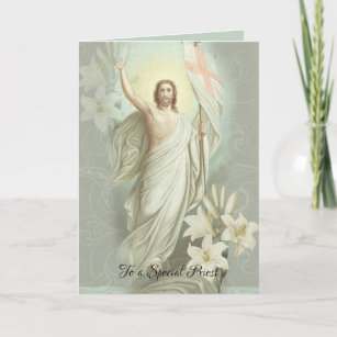 Tarjeta Festiva Vintage feliz del sacerdote de la resurrección de
