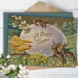 Tarjeta Festiva Vintage Feliz Huevo de Pascua con Personalizado de