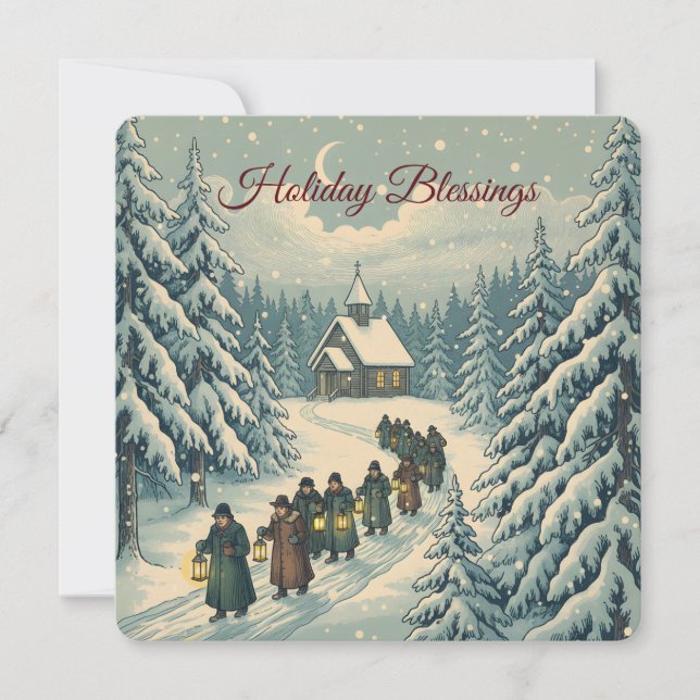 Tarjeta Festiva Vintage Finnish Winter Scene (Anverso)