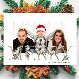 Tarjeta Festiva Vintage Floral Alphabet MERRY Christmas Photo