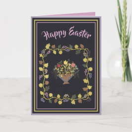 Tarjeta Festiva Vintage Floral Art Easter Holiday Card