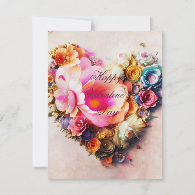 Tarjeta Festiva Vintage floral cardivalentina (Anverso)