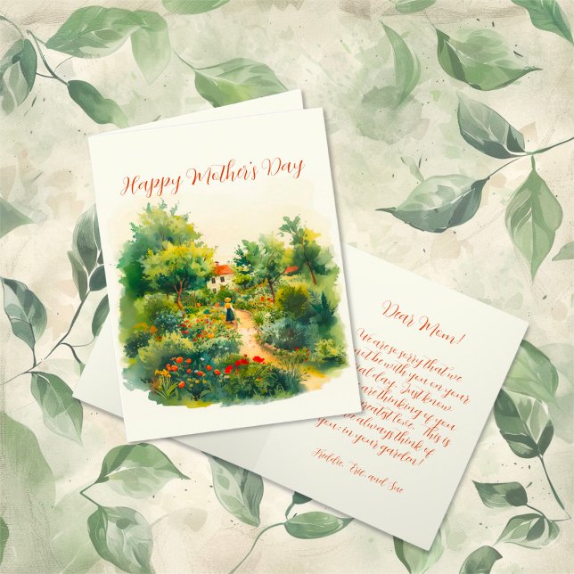 Tarjeta Festiva Vintage Floral Garden Día de la Madre (Vintage Floral Grandma "Happy Mother's Day" folded card)