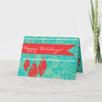 Tarjeta Festiva Vintage Floral Merry Christmas Card