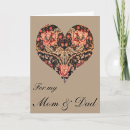 Tarjeta Festiva Vintage Floral Mom & Dad Valentine