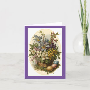 Tarjeta Festiva Vintage Floral Parents Easter Holiday Card
