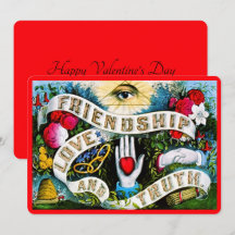 Vintage Floral Romántica Amistad San Valentín Rojo