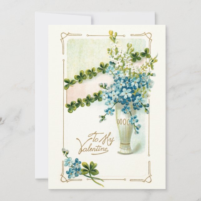 Tarjeta Festiva Vintage Floral Valentine (Anverso)