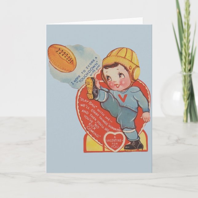 Tarjeta Festiva Vintage Football Valentine (Anverso)