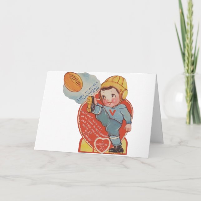 Tarjeta Festiva Vintage Football Valentine Greeting Card (Anverso)