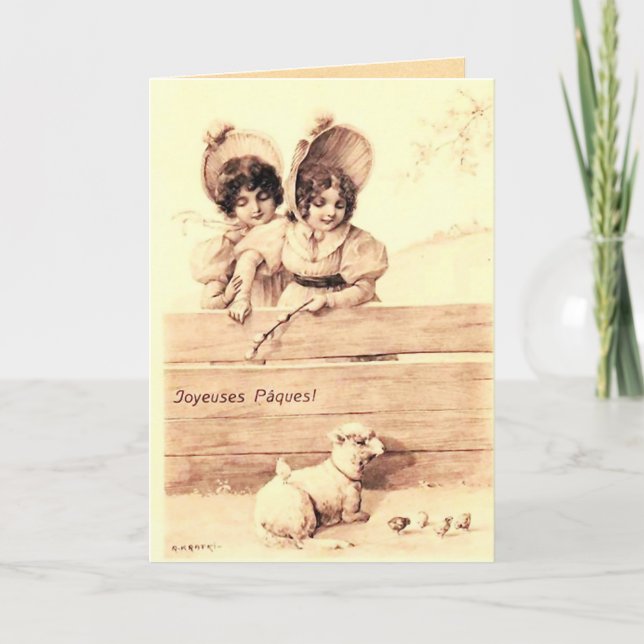 Tarjeta Festiva Vintage French Easter Card (Anverso)