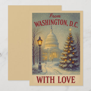 Tarjeta Festiva Vintage From Washington DC With Love Navidades