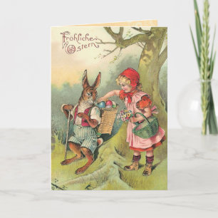 Tarjeta Festiva Vintage German Easter Bunny Card