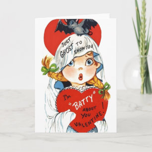 Tarjeta Festiva Vintage Ghost Batty Valentine