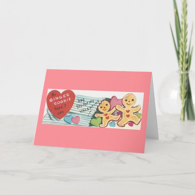 Tarjeta Festiva Vintage Gingerbread Cookies Valentine (Anverso)