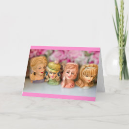 Tarjeta Festiva Vintage Glamour Lady Chica Cabeza Vasijas Todas La
