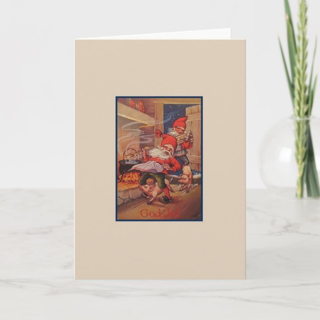 Tarjeta Festiva Vintage God Jul Navidades Card (Anverso)