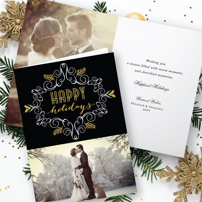 Tarjeta Festiva Vintage Gold Deco Festiage Felices Fiestas (Subido por el creador)