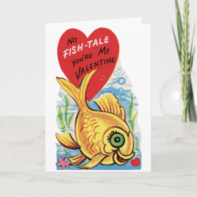 Tarjeta Festiva Vintage Goldfish Valentine (Anverso)