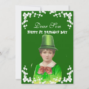 Tarjeta Festiva Vintage Gorra irlandés St. Patrick's Day hijo/niet