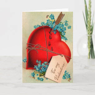 Tarjeta Festiva Vintage Gran Corazón de Sangrado Rojo San Valentín