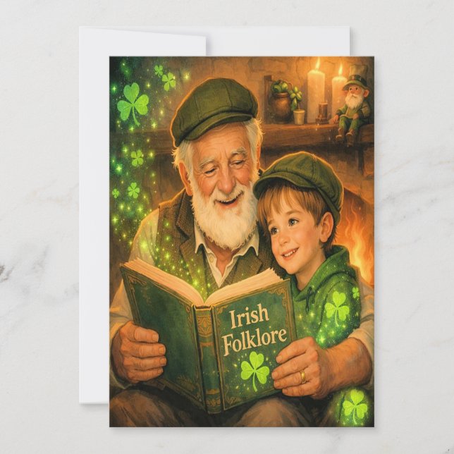 Tarjeta Festiva Vintage Grandfather St. Patrick's Day Card (Anverso)